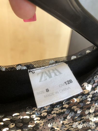 Платье zara 128 блестящее пайетки