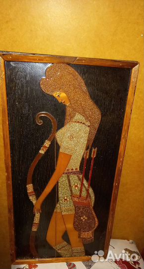 Картина металл на дереве