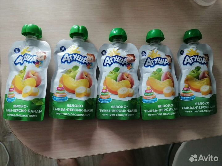 Пюре Агуша яблоко-тыква-персик-банан