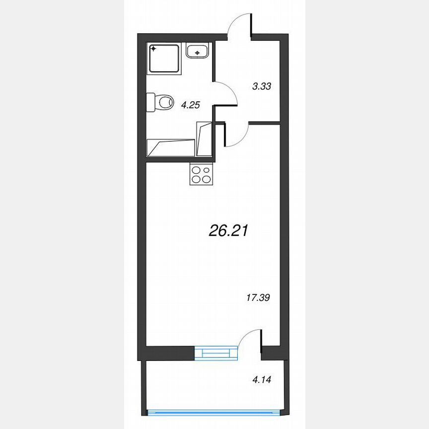 Квартира-студия, 29,1 м², 17/22 эт.
