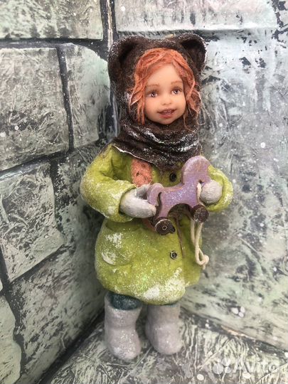 Ватная елочная игрушка ручная работа