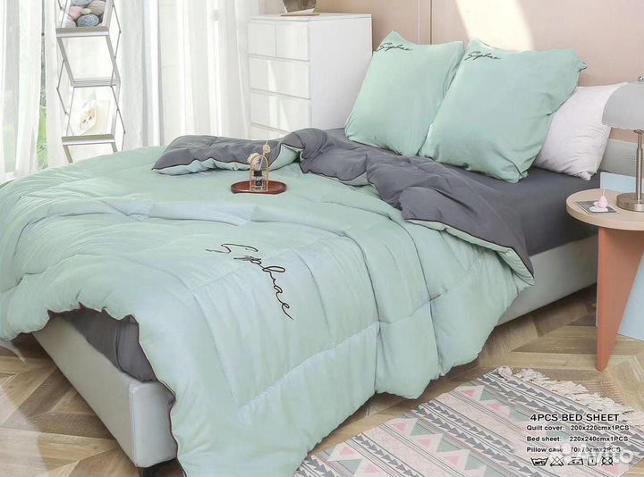 Постельное белье евро с одеялом