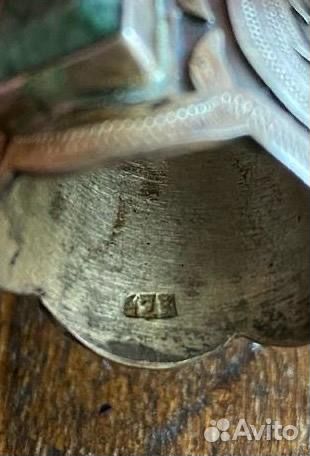 Антикварный коллекц-й наперсток. Серебро, малахит