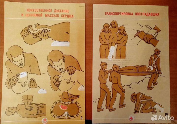 Плакаты/пособие по оказанию первой помощи СССР