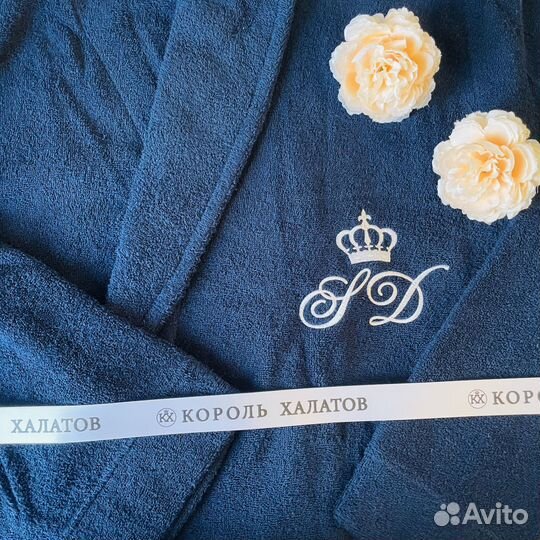 Мужской махровый халат с вышивкой на заказ