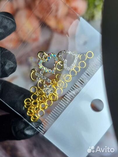 Пирсинг для маникюра (4 кулона + колечки)