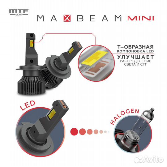 Светодиодные лампы MTF Light MaxBeam mini H1 6000K