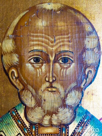 Старинная храмовая икона Николай Чудотворец 19 век