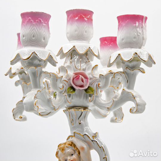 Антикварные Фарфоровые Парные канделябры