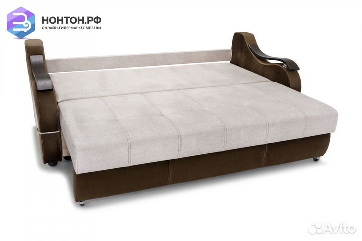 Диван еврокнижка Дублин коричневый / бежевый