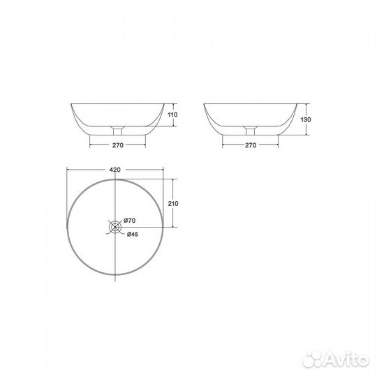 Раковина Point Артемида 42 PN43152GM серый матовый