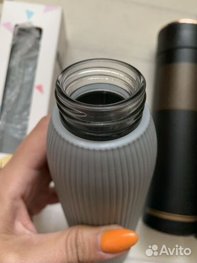 Бутылка для воды, термос черный мужской