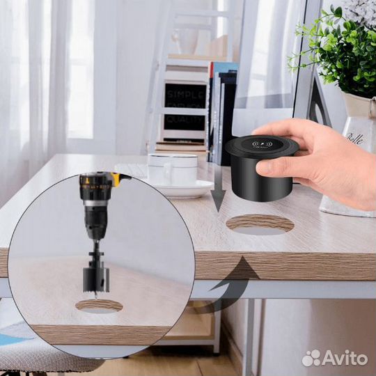 Встраиваемая беспроводная QI зарядка с двумя USB