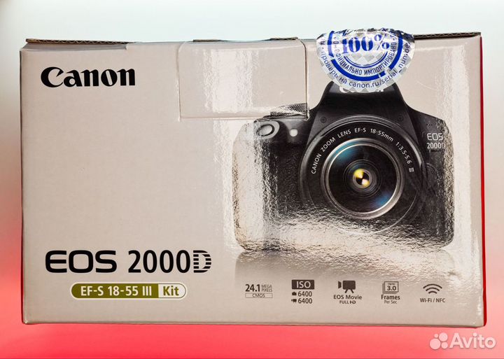 Фотоаппарат Canon 2000d kit 4к пробег + коробка