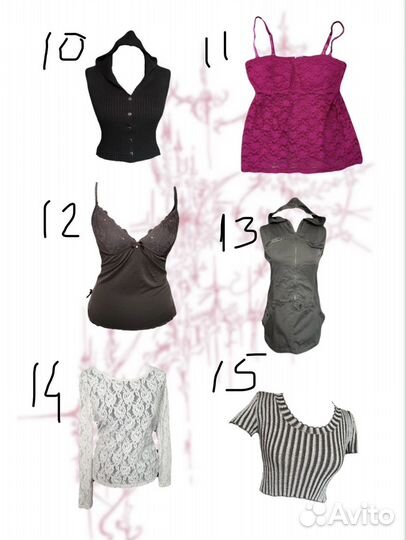 Y2k винтаж майки кофты юбка корсет куртки жилеты