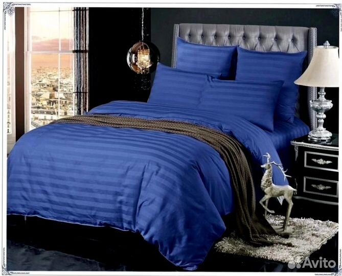 Постельное белье страйп сатин евро