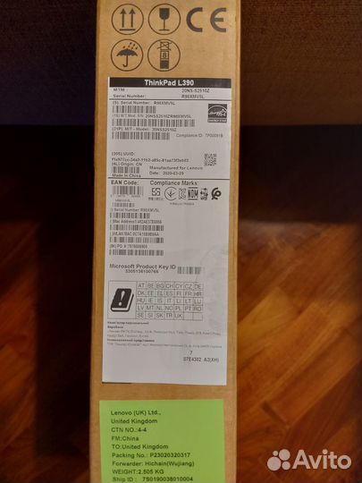 Новый ноутбук lenovo ThinkPad L390