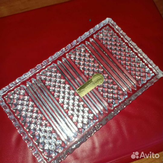 Хрустальный поднос богемия