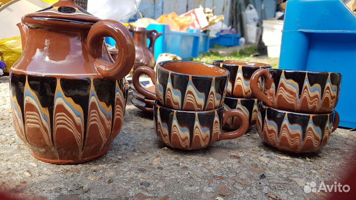 Кофейный глиняный сервиз