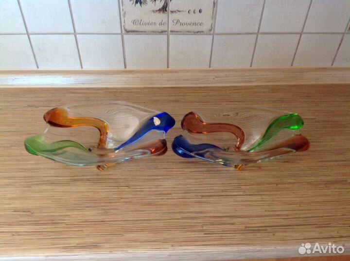 Комплект богемского цветного хрусталя Чехословакия