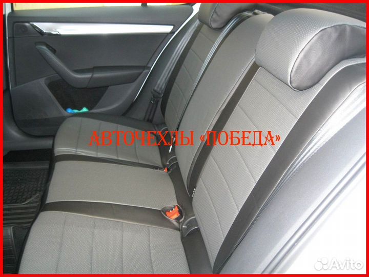 Чехлы Skoda Octavia A7 из экокожи чёрно-серые