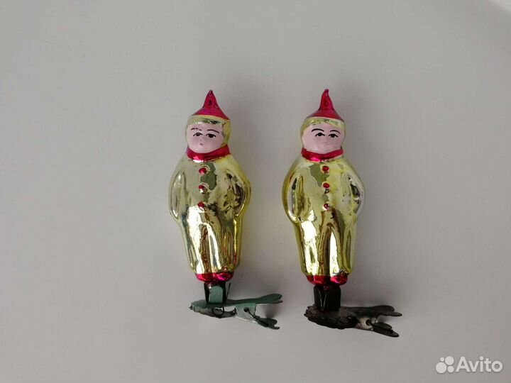 Ёлочная игрушка СССР мальчик в костюме клоуна