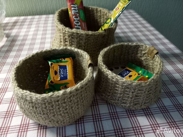 Салфетки, корзинки из джута