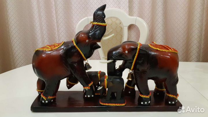 Деревянные слоны 37 см