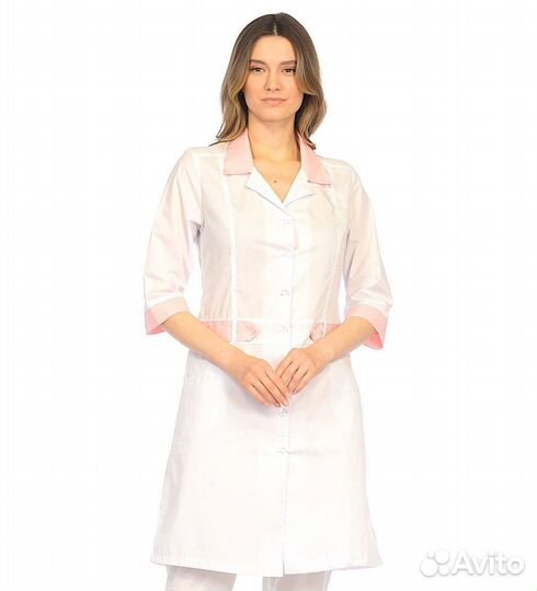 Халат жен. р.48-50, рост 158-164, белый с розовым A2134850