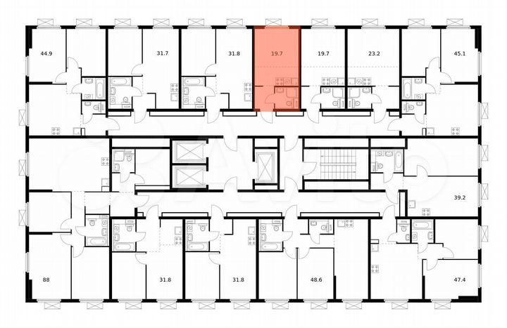 Квартира-студия, 19,7 м², 18/25 эт.