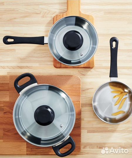 Кастрюли IKEA для индукции и подставка д/крышек