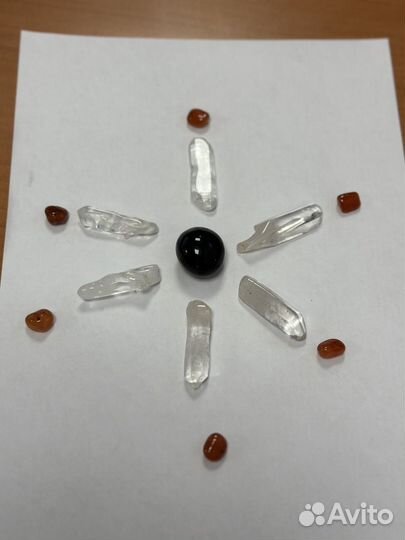 Горный хрусталь, сердолик, морион. Мандала