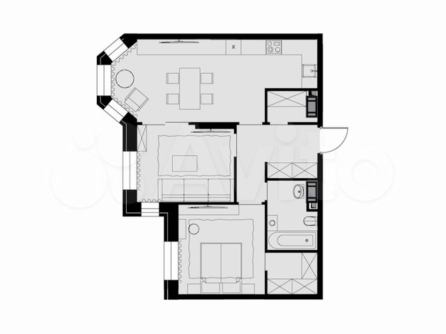 2-к. квартира, 61,6 м², 22/26 эт.