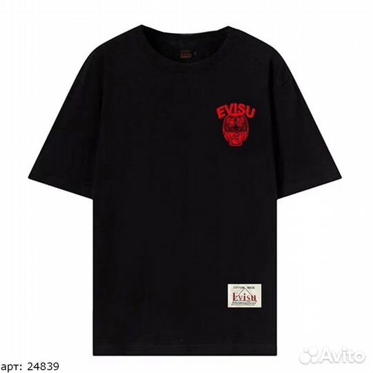 Футболка Evisu square logo red Чёрная