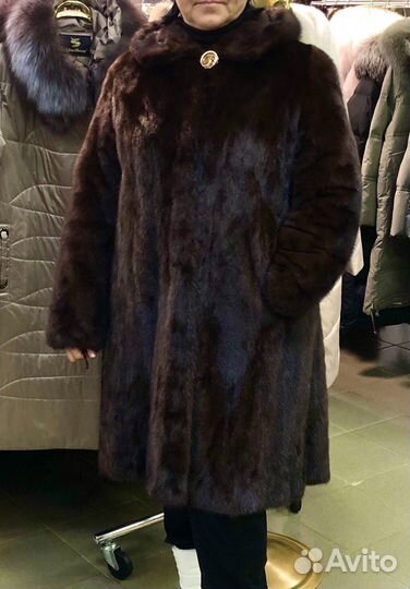 Шуба норковая с капюшоном