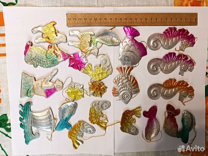 Елочные игрушки СССР картонаж 22 штуки