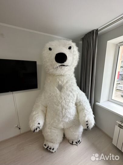 Ростовая кукла надувная белый розовый медведь 2,6м