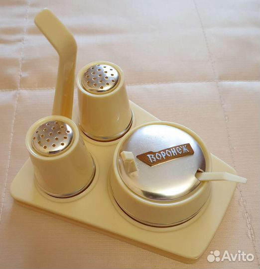 Набор для специй СССР. Солонка, перечница, горчица