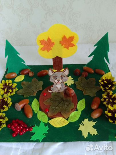 Осенняя поделка волк лес шишки в садик школу