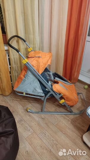 Детские санки коляска с колесами
