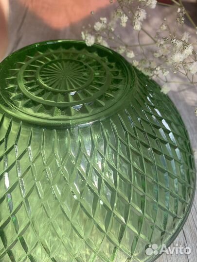 Ваза С геометрическим декором, стекло, пресс, СССР