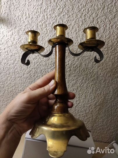Подсвечник канделябр латунь СССР