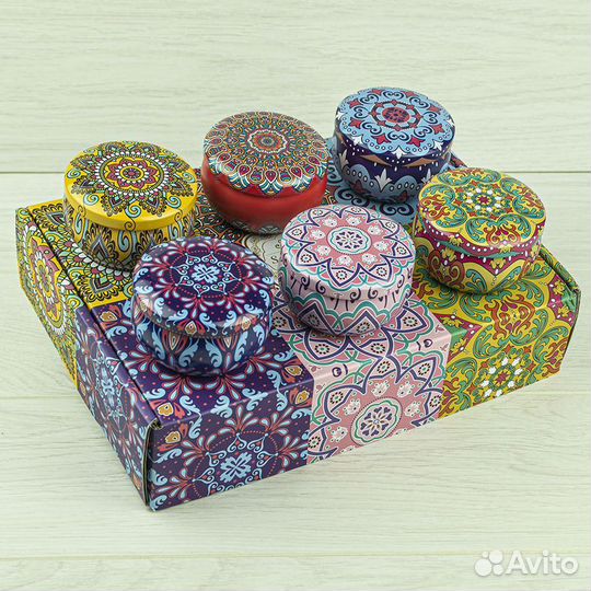 Набор 6 шт сувенирных баночек Этно 65 мл №41