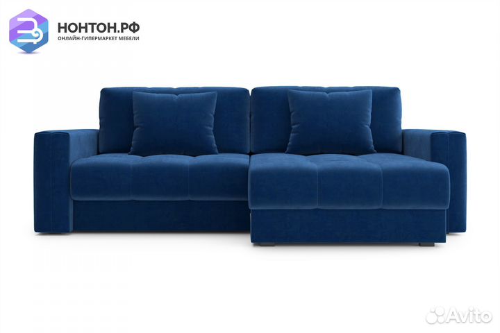 Диван угловой тик-так Монарх темно-синий
