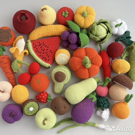 Вязаные овощи и фрукты