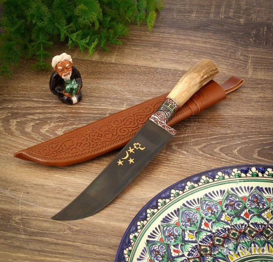 Пчак рог Косули средний с ножнами