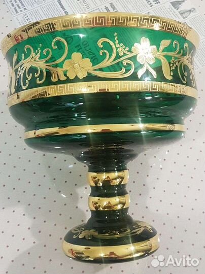 Фруктовница богемское стекло Чехия