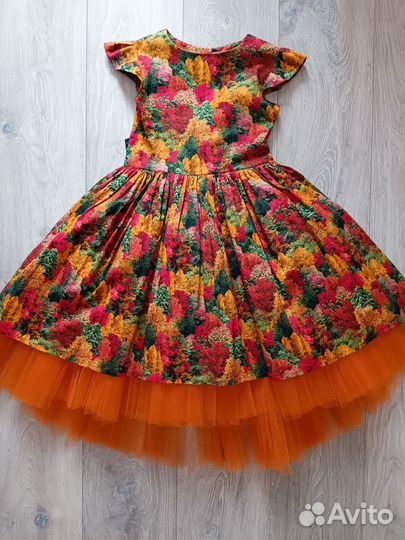 Яркие оранжевые платья 100-130 прокат