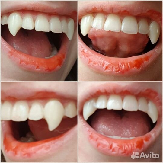 Реалистичные клыки зубы вампира средние медиум