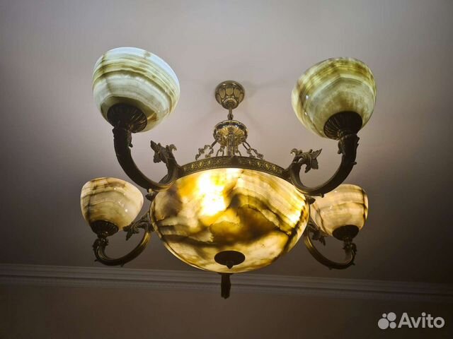 Люстра латунь Испания и оникс Пакистан